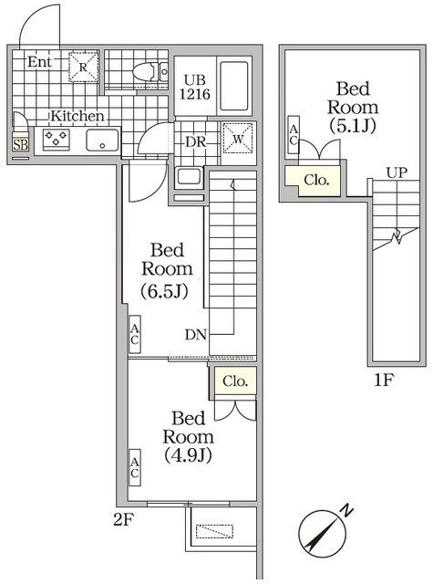 ＢＲＩＣＫ　ＲＥＳＩＤＥＮＣＥ　目黒本町 206号室の間取り図